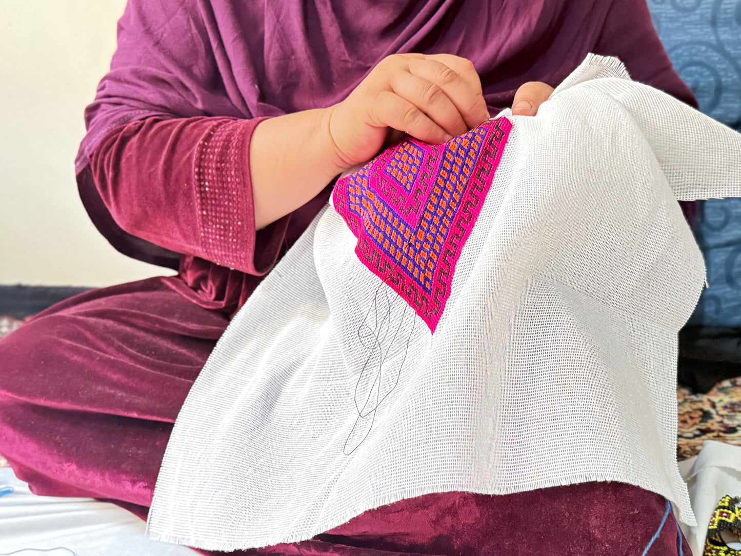 Handmade Afghan cushion cover