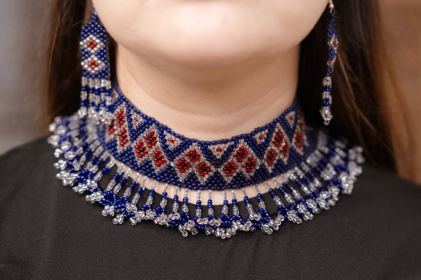 Hoori Handmade Floral Choker & Earrings Set (2-Piece)