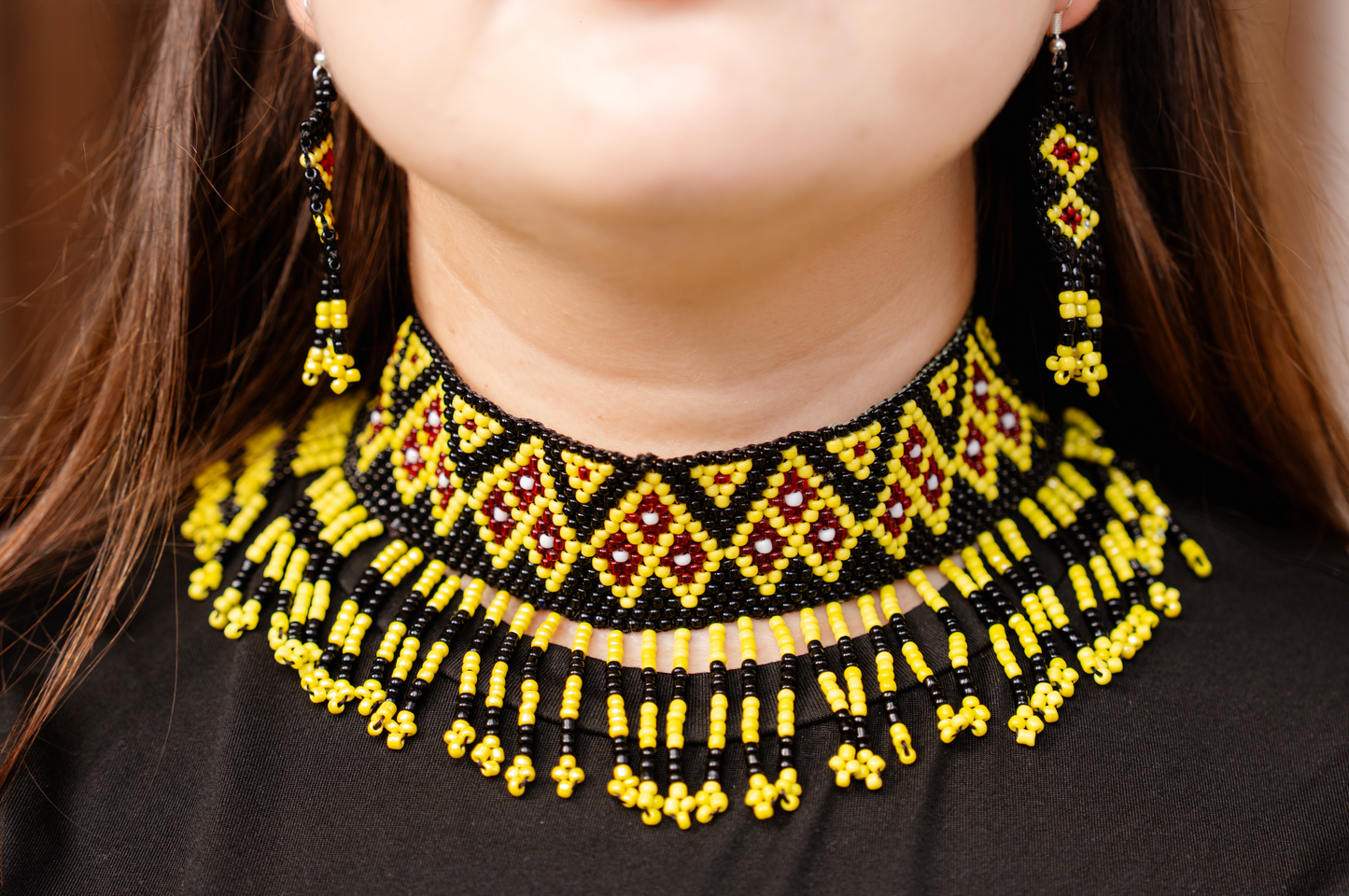 Hoori Handmade Floral Choker & Earrings Set (2-Piece)