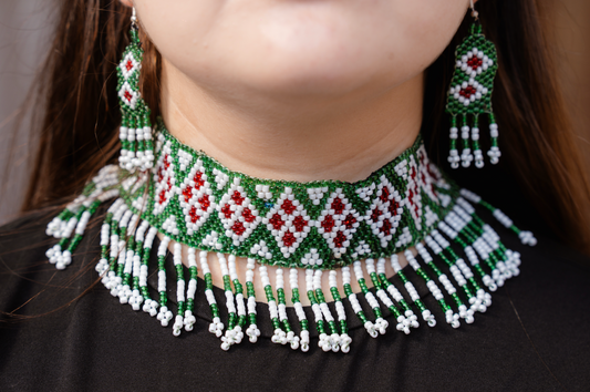 Hoori Handmade Floral Choker & Earrings Set (2-Piece)