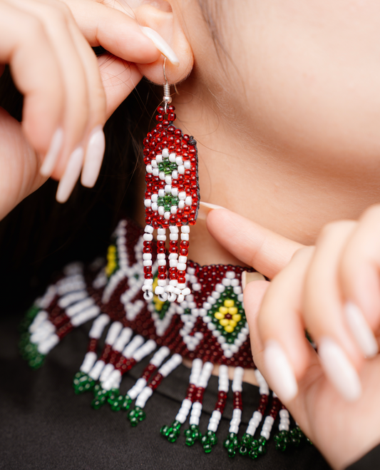 Hoori Handmade Floral Beaded Earrings