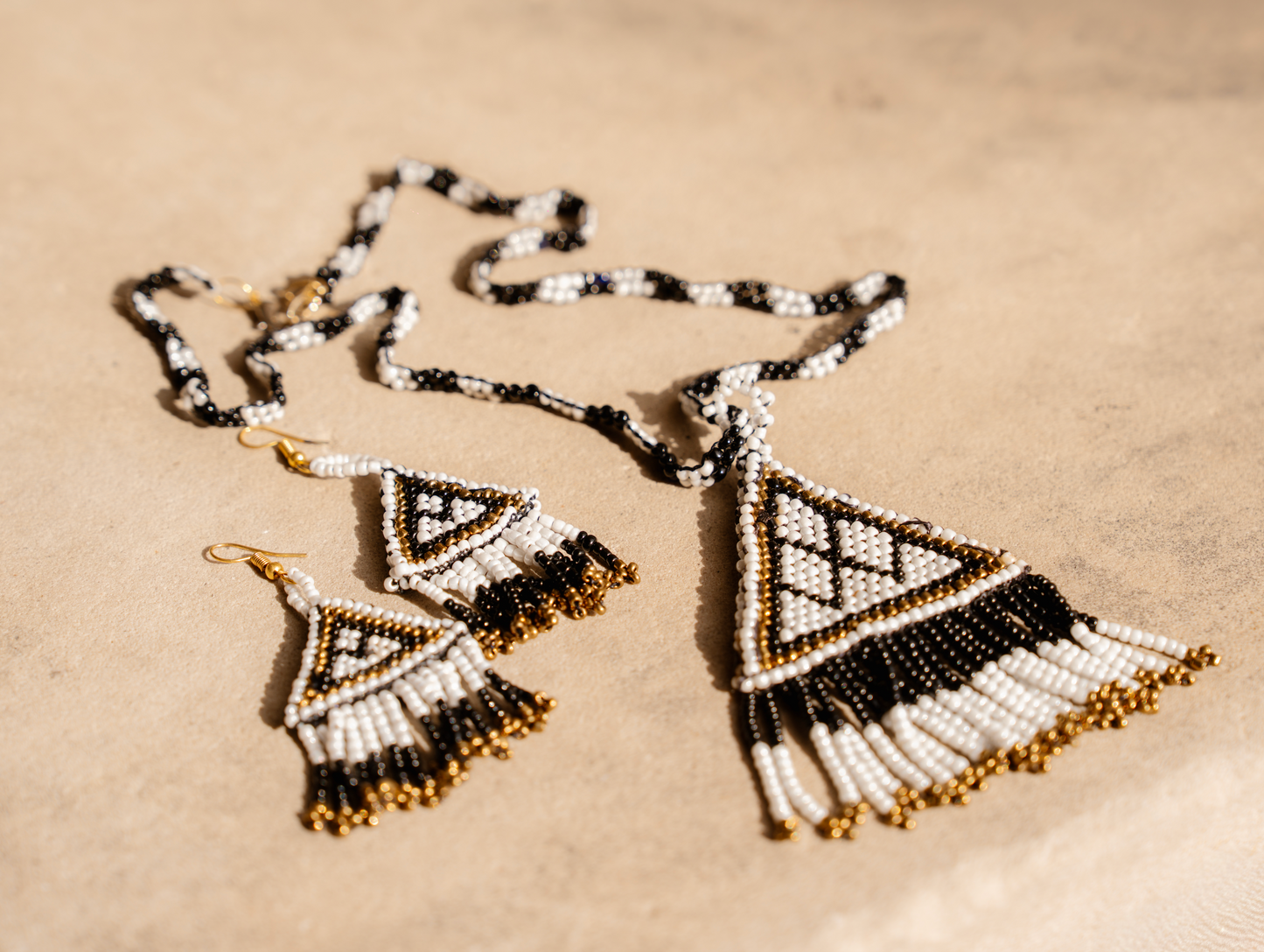 Hoori Handmade Beaded Necklace and Earrings Set (2-Piece)