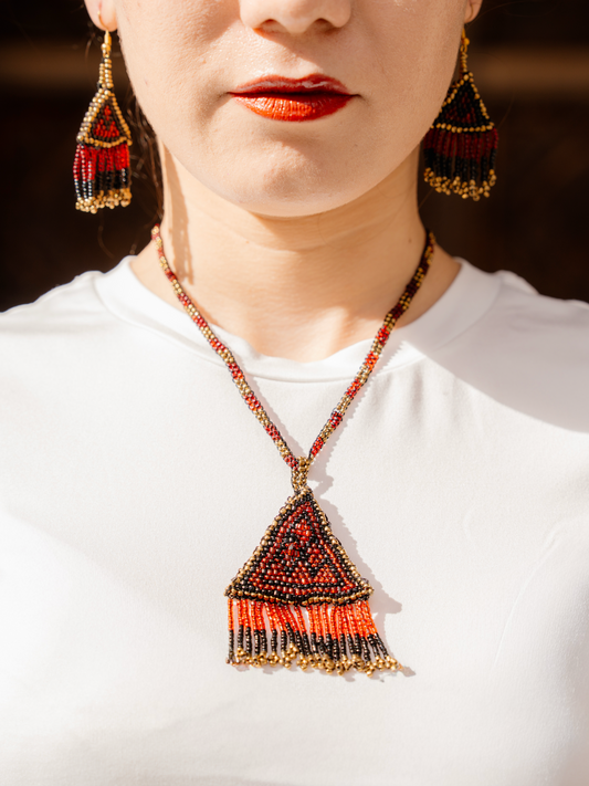 Hoori Handmade Beaded Necklace and Earrings Set (2-Piece)
