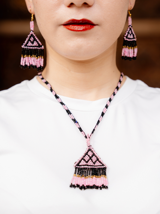 Hoori Handmade Beaded Necklace and Earrings Set (2-Piece)