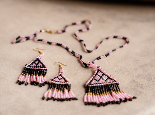 Hoori Handmade Beaded Necklace and Earrings Set (2-Piece)