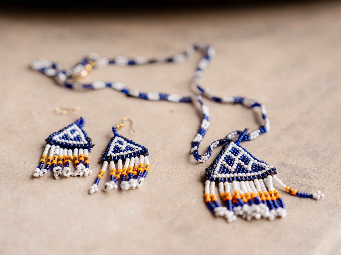 Hoori Handmade Beaded Necklace and Earrings Set ( 2-Piece)
