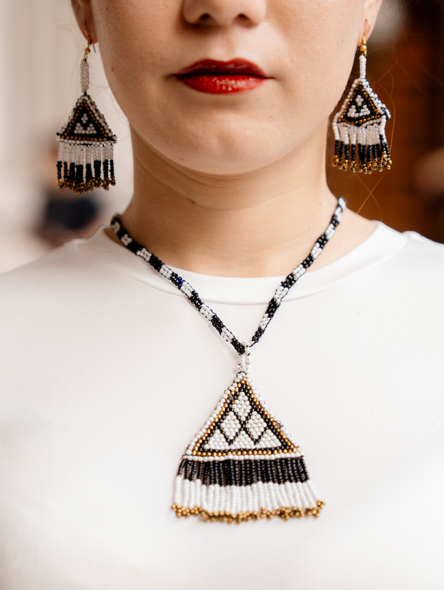 Hoori Handmade Beaded Necklace and Earrings Set (2-Piece)